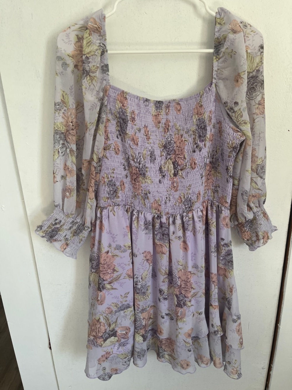 Lavender Floral Ruffle Dress - Picture 2 of 2